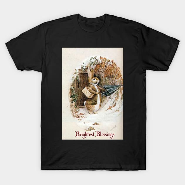 Christmas Rabbit - Beatrix Potter T-Shirt by forgottenbeauty